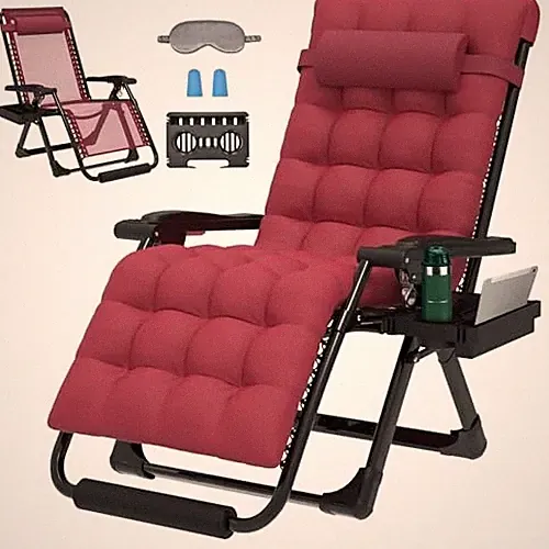 29In XL Zero Gravity Chair w/Cushion, Zero Gravity Recliner Lounge Burgundy
